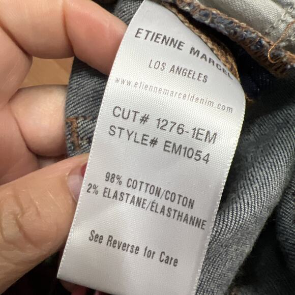 Etienne Marcel Womens Denim Jeans High Rise Skinny Raw Hem Dark Wash Size 29 - Picture 7 of 9